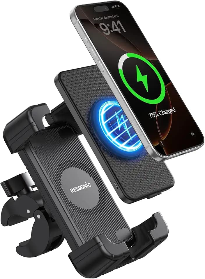 Bike Phone Holder with 5000mAh Detachable Power Bank & Wireless Charger