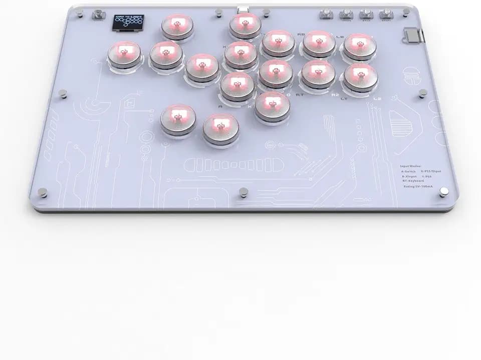 Arcade Stick 16Keys All-Button Gamerfinger with Turbo Functions & Custom RGB,Arcade Controller Street Fight for PC/PS3/PS4/Switch/Steam Game Keyboard-Supports Hot Swap & SOCD