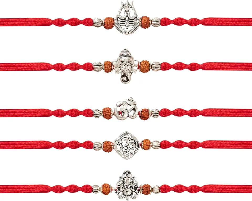 Rakhi for Brother Set of 5 Raksha Bandhan Rakhi Bracelet, Rakhi Brother Set