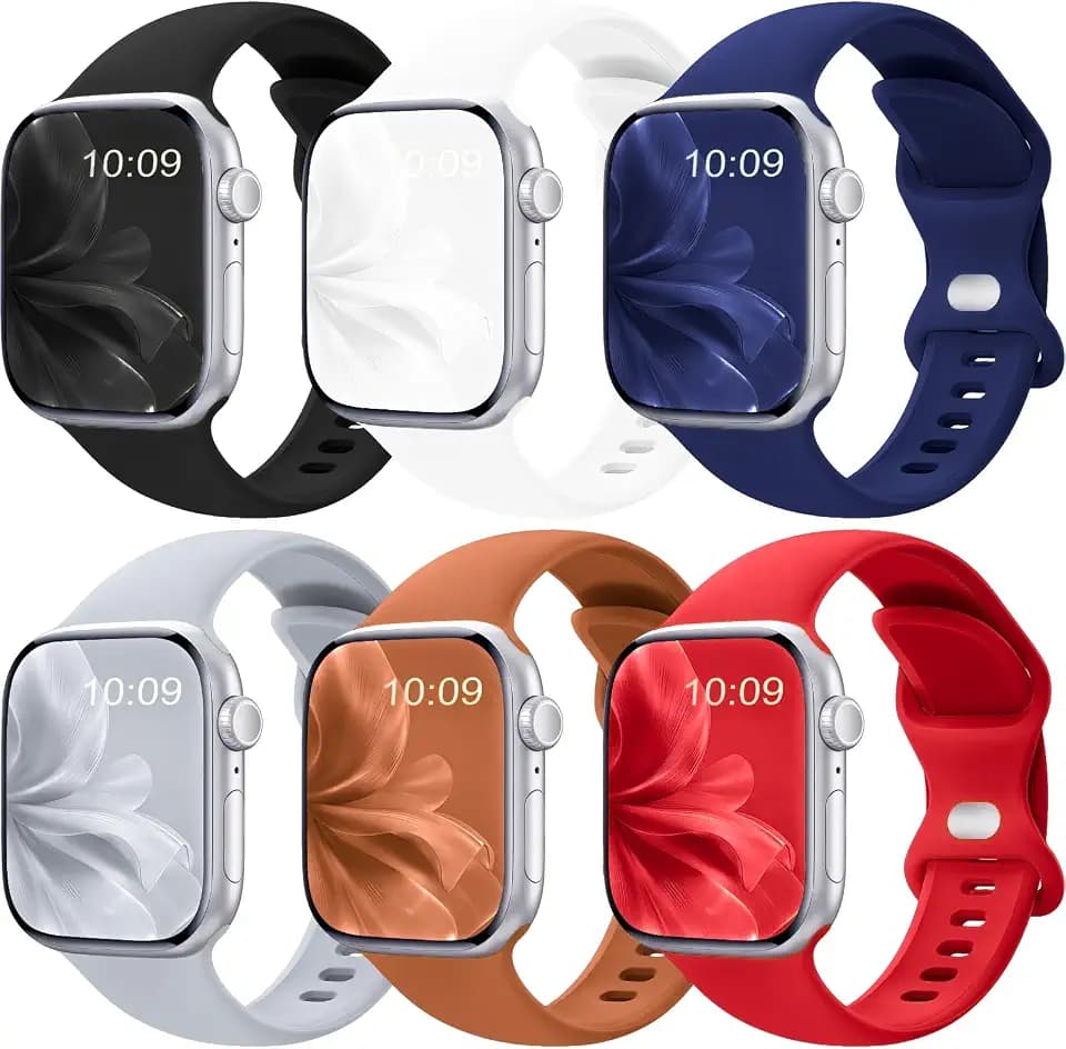 6 Pack Silicone Sport Bands Compatible with Apple Watch Band Women Men