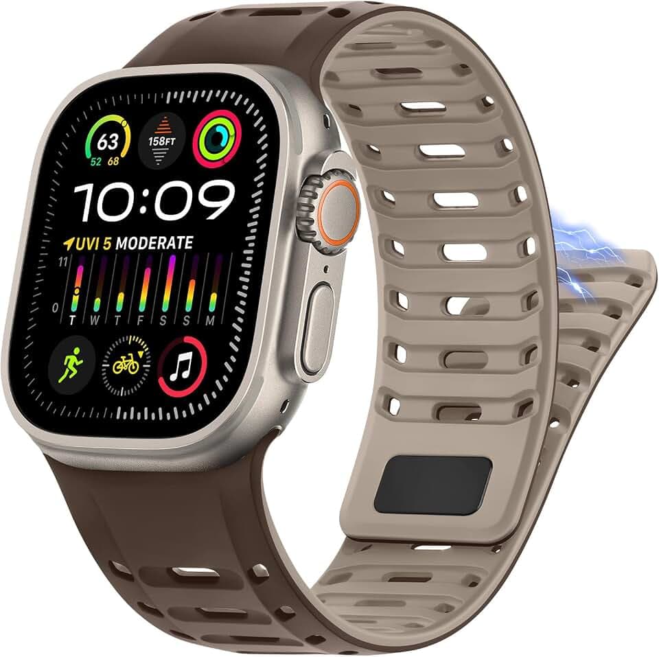 HITZEE Sportarmband Kompatibel mit Apple Watch Armband 49/46/45/44/42mm, Silikon Magnetisch Herren mit Dornschließe Band Kompatibel für iWatch Ultra 3/2/1 SE3 Serie 11 10 9 8 7 6 5 4 3 2 1