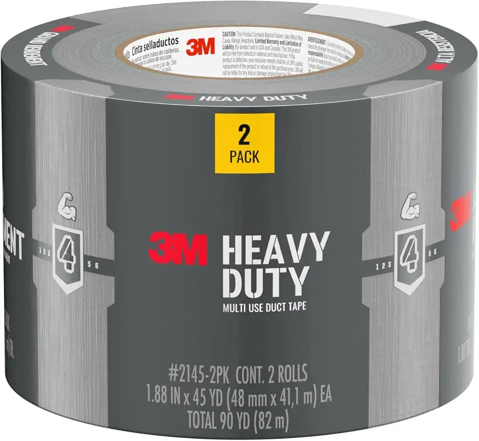 3M Heavy Duty Duct Tape, 1.88in x 45yd, 2 Rolls, Multi-Surface (2145-2PK)