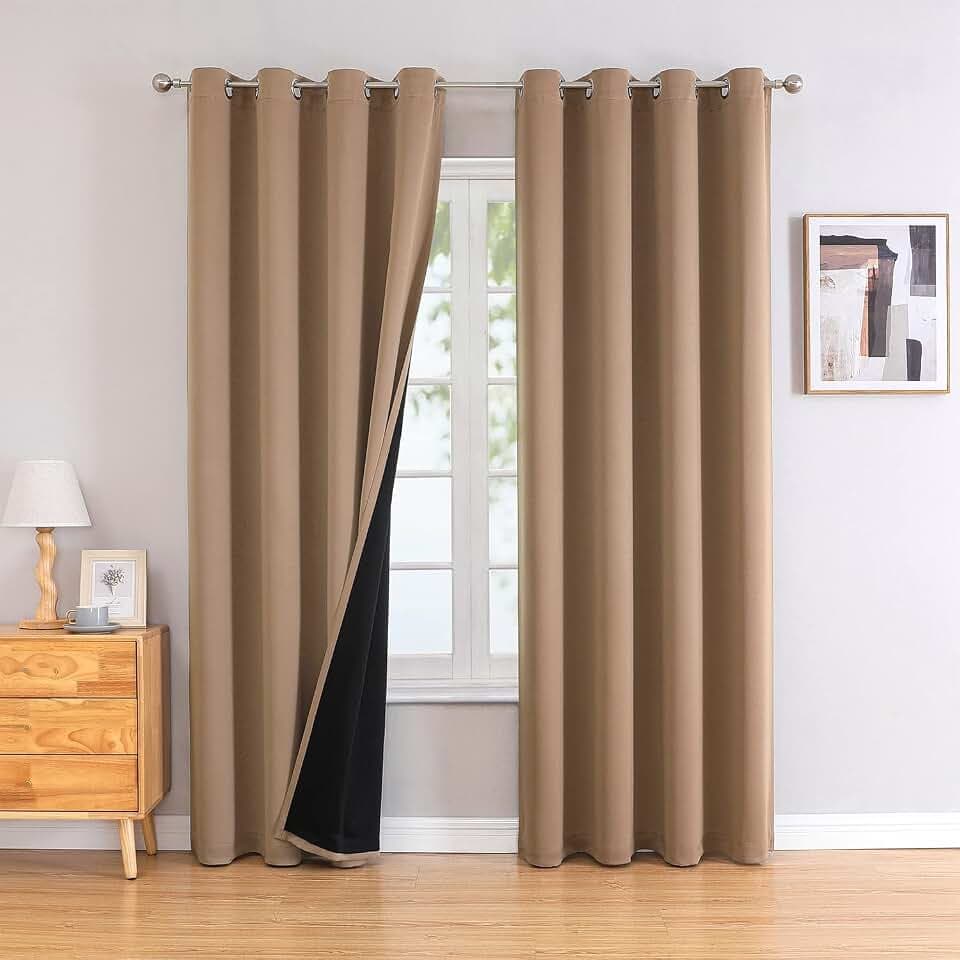 ChrisDowa 100% Blackout Curtains for Bedroom 95 Inches Long 2 Panels Set