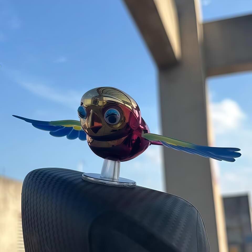 Flying Bird Car Decoration, Car Mirror Flying Bird, 2025 Creative Ornaments Flapping Wings Bird on Cars Rearview Mirror, Motorcycle Decor Cute Moving Birds for Scooter E-Bike Helmet (Blue Wings)