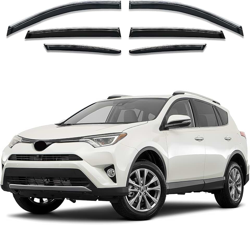 Rain Guards Window Visors for Toyota RAV4 2013-2018 6Pcs Chrome