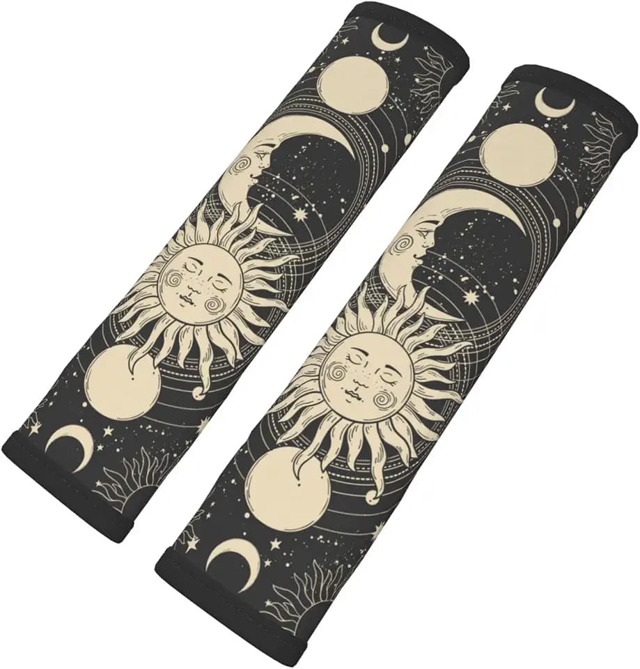 Vintage Sun Moon Stars 2PCS Car Seat Belt Cover – Super Soft Seatbelt Shoulder Protection Cushion, Comfortable Car Seat Belt Strap to Protect Your Neck and Shoulder
