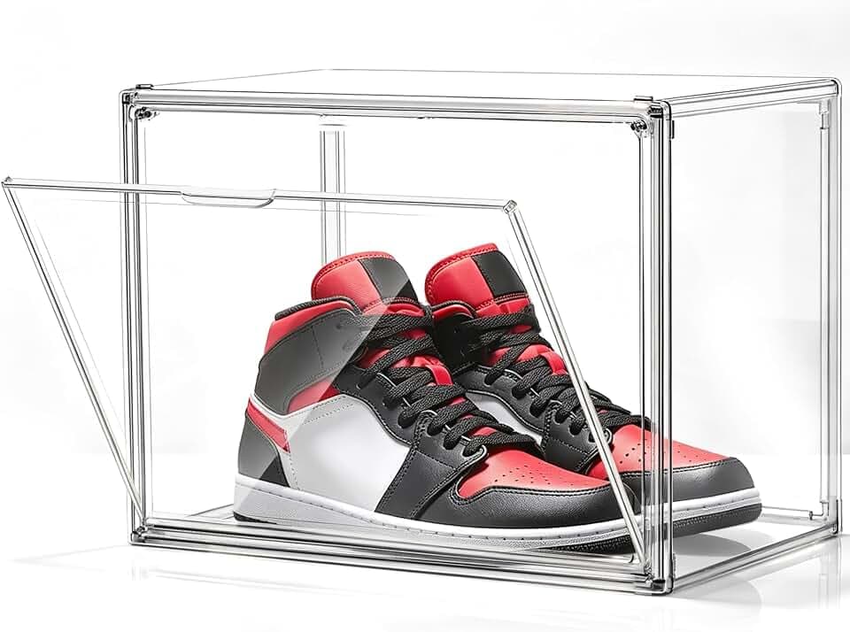 Schuhboxen Stapelbar Transparent Schuhaufbewahrungsbox Schuhkarton mit Deckel Schuh Organizer Schuhaufbewahrung für Stöckelschuhe, Stiefeletten, bis zur Größe 48, 1 Stück