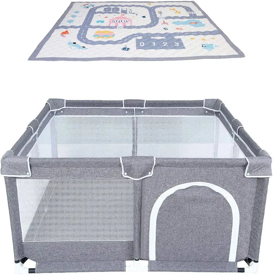 Star Ibaby Laufstall Oxford XL + Ultasoft-Teppich, ultraleicht, Farbe Grau (Soft Grey)