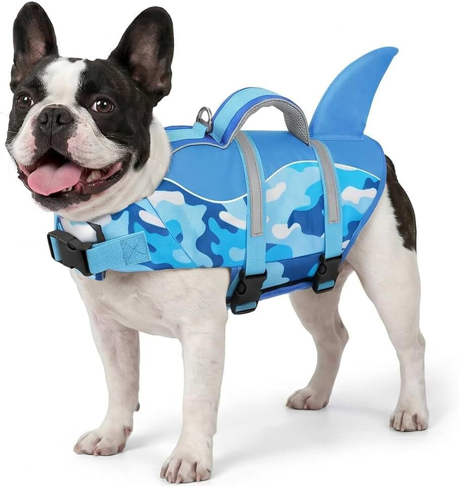 AOFITEE Dog Life Jacket Shark Medium Dog Life Vest for Swimming Boating, S
