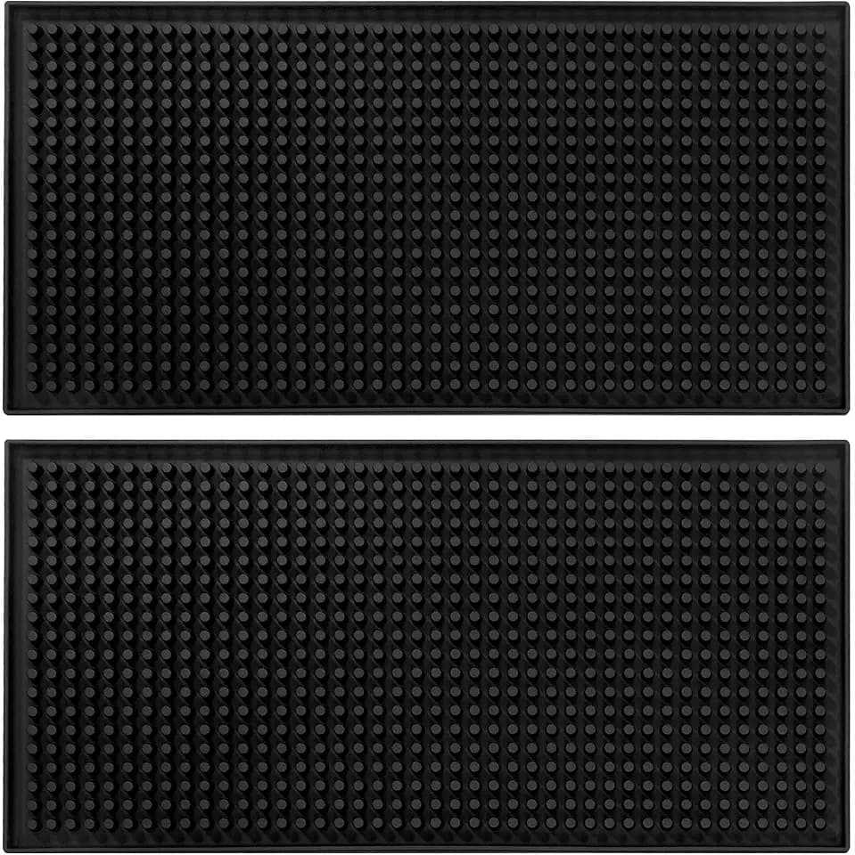 BARsics 12"x6" PVC Bar Service Mat, Non-Slip Petite Cocktail and Coffee Service Mat for Countertop, Home Bar, Kitchen, Restaurant (Pack of 2)