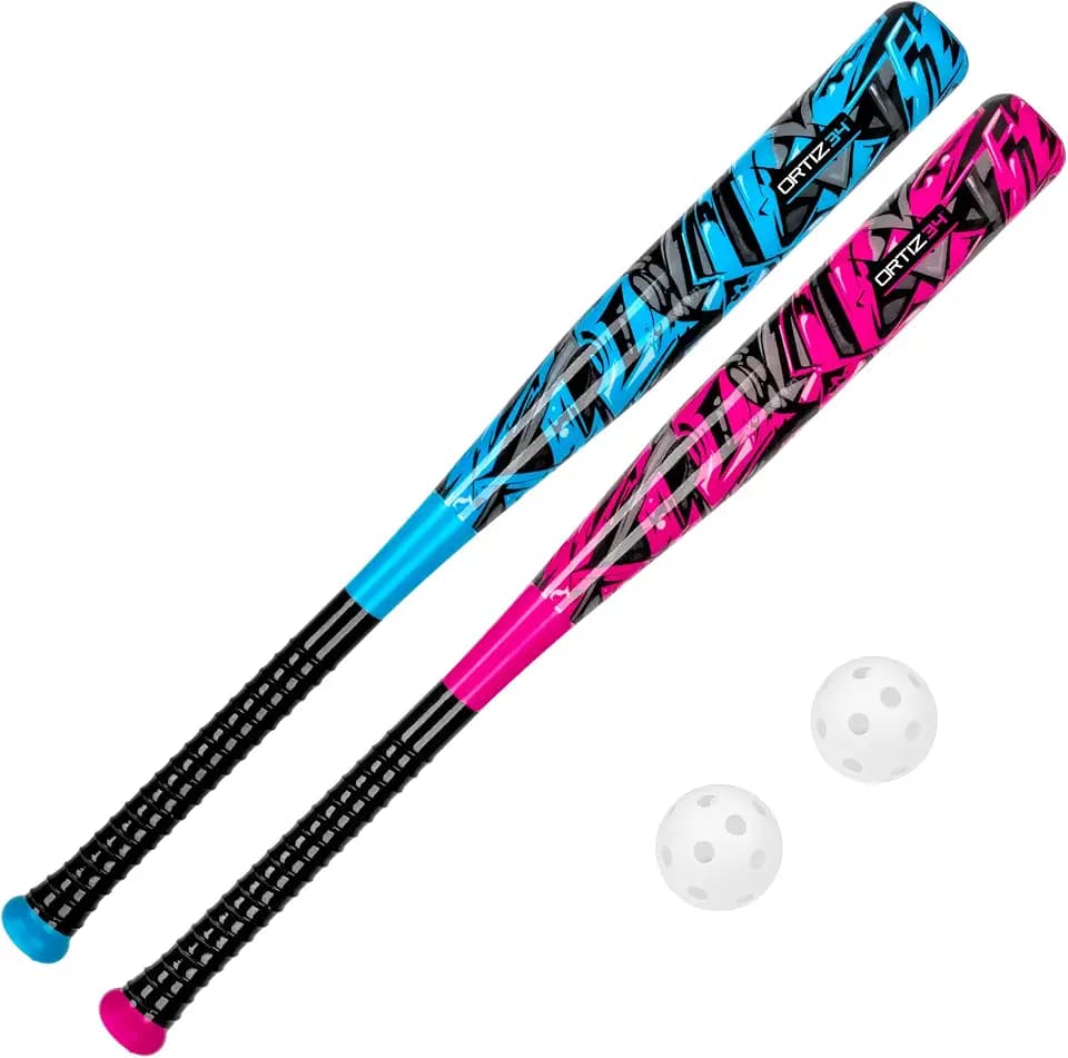 Ortiz34 Bat & Ball Set - Graffiti Plastic Bat & Ball Homerun Set- David Ortiz Backyard Baseball Set for Youth, Kids, Teenagers, Adults (Bat & Ball Set, Blue)