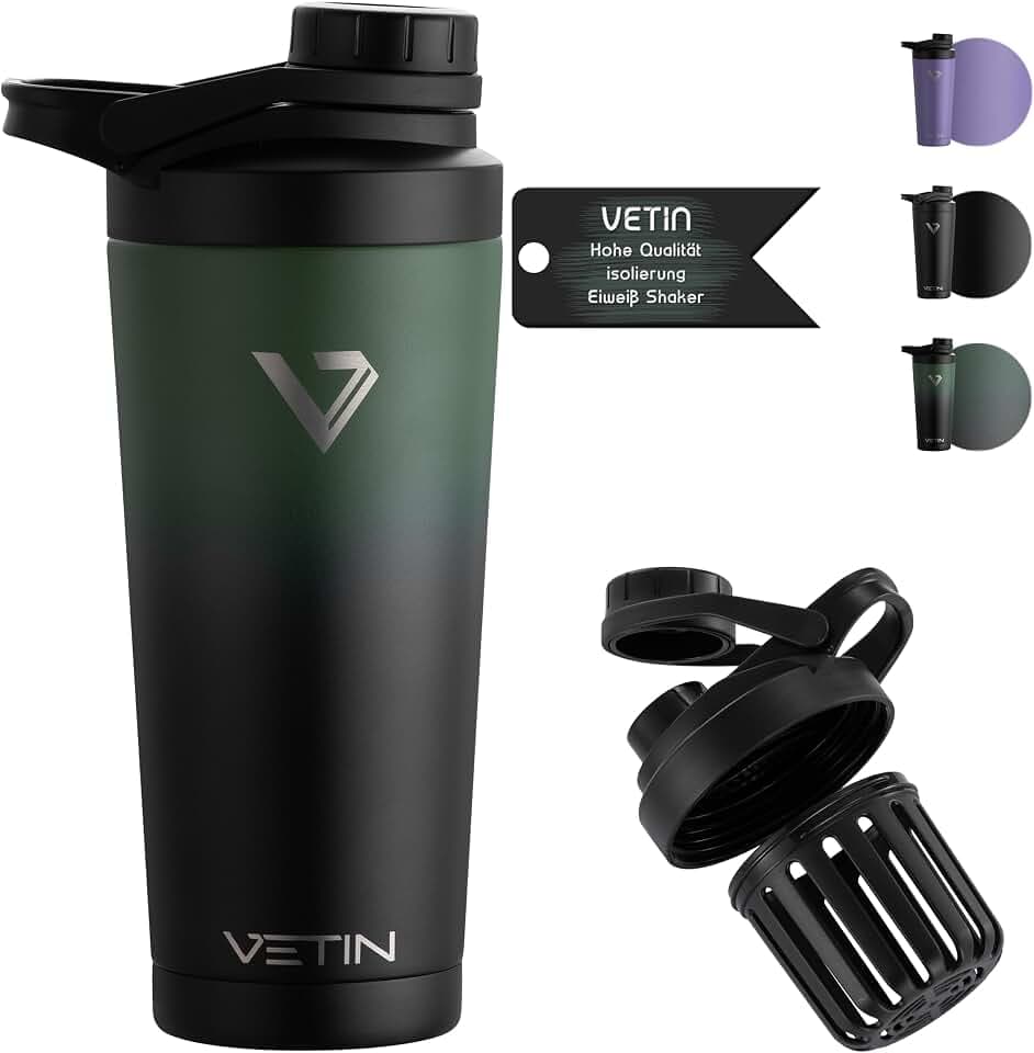 VETIN Thermo Protein Shaker, Proteinshake Edelstahl 750 ml