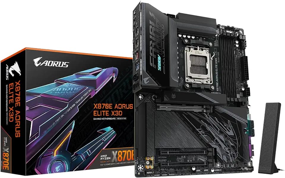 GIGABYTE X870E AORUS Elite X3D AMD AM5 LGA 1718 ATX Motherboard, Ryzen 9000/8000/7000, DDR5, 16+2+2 Power Phase, 4X M.2, PCIe 5.0, WiFi 7, 5 GbE