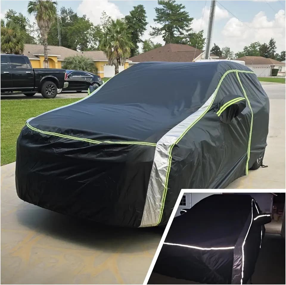 Cartist 420D Car Cover for Kia Sorento 2002–2025 2026, All Weather Waterproof Car Covers for Sorento Accessories with Zipper Door & Reflective Safety Strips,Sun Rain Snow Dust UV Protection