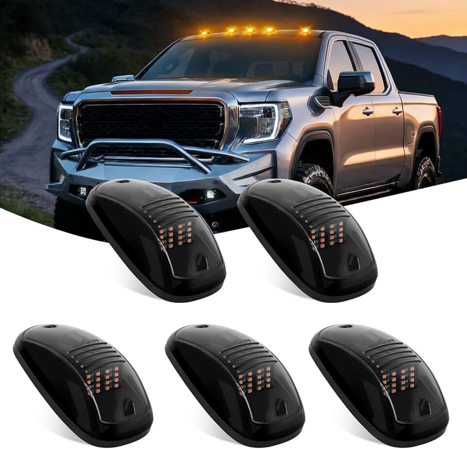 Nilight Cab Roof Marker Light 5 PCS 16 LED Smoked Lens Amber Top Lights