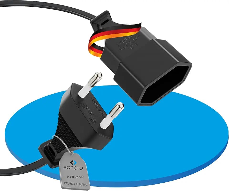 Sonero Euro-Netzkabel, Strom-Kabel für Haushaltsgeräte, Euro-Stecker auf Euro-Buchse, 2,00m, schwarz