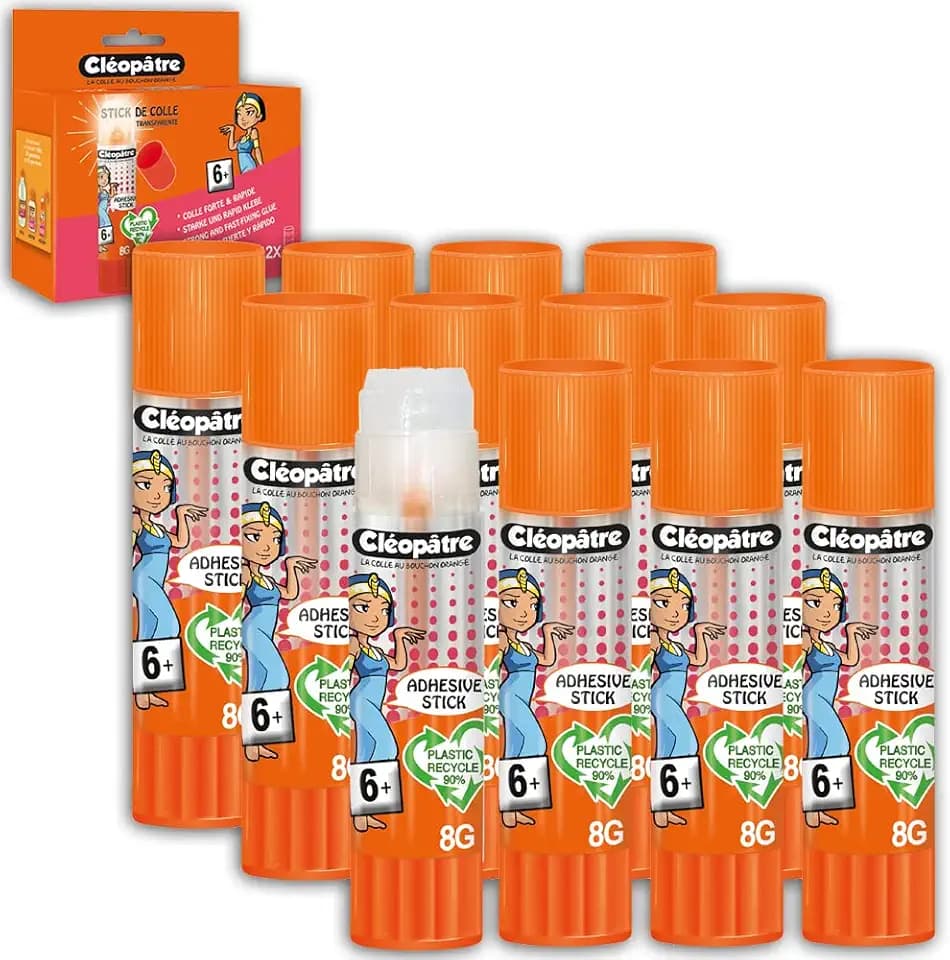 CLEOPATRE - BA8ADX12 Klebesticks, transparent, 12 Stück, 8 g
