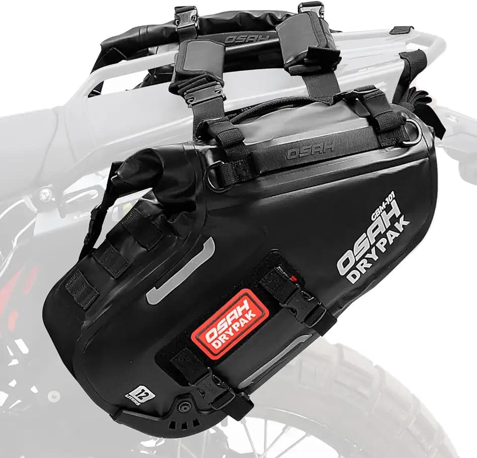 OSAH DRYPAK Motorcycle Saddle Bags, Waterproof Durable Saddlebags 24L(12L*2), Large Capacity Anti-Vibration Pannier Bags, Ideal Luggage Bag for Adventure and Sport Motorcycle Racks, 1 Pair
