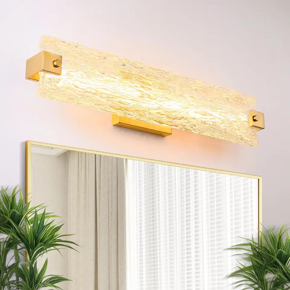 Modern LED Bathroom Vanity Light Fixture Over Mirror, Brushed Gold