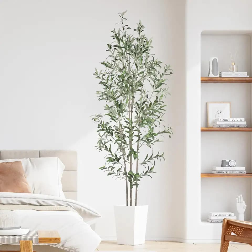 YOLEO Olivenbaum Künstlich 210cm, Künstliche Pflanzen Groß, Kunstpflanze im Topf, Künstlicher Olivenbaum, Plastik Kunstbaum für Haus Büro Balkon Garten, Moderne Dekoration