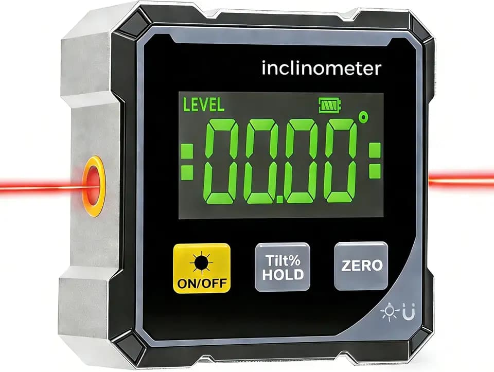 Digitaler Winkelmesser mit Laser, 4-Seitig Magnetisch Neigungsmesser mit LCD-Display,Type-C Schnittstelle IP54 Wasserdicht,±0,1° Präzision Wasserwaage für Holzarbeiten Dekoration Bau DIY