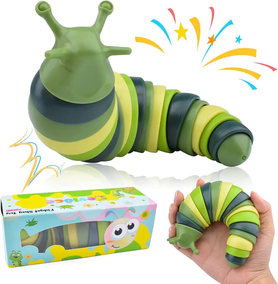 Cevioce Sensory Slug Fidget Toys, Fidget Slug Toys for Adult & Kid Party Favors, 1 PC Autism Sensory Toys for Autistic Children, Travel Toys for 3+ Easter Basket Stuffers Gifts for Toddler Kids B