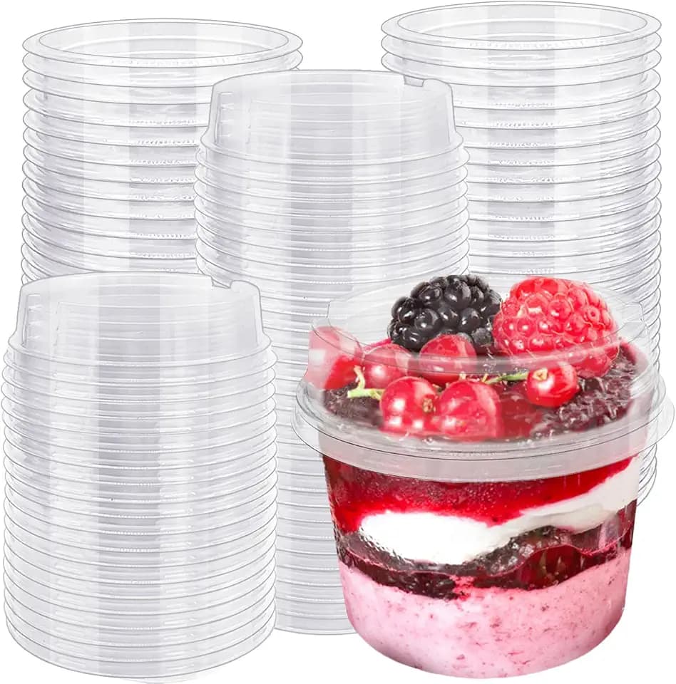 Alaeseje 50 Pack 8 oz Plastic Dessert Cups with Lids