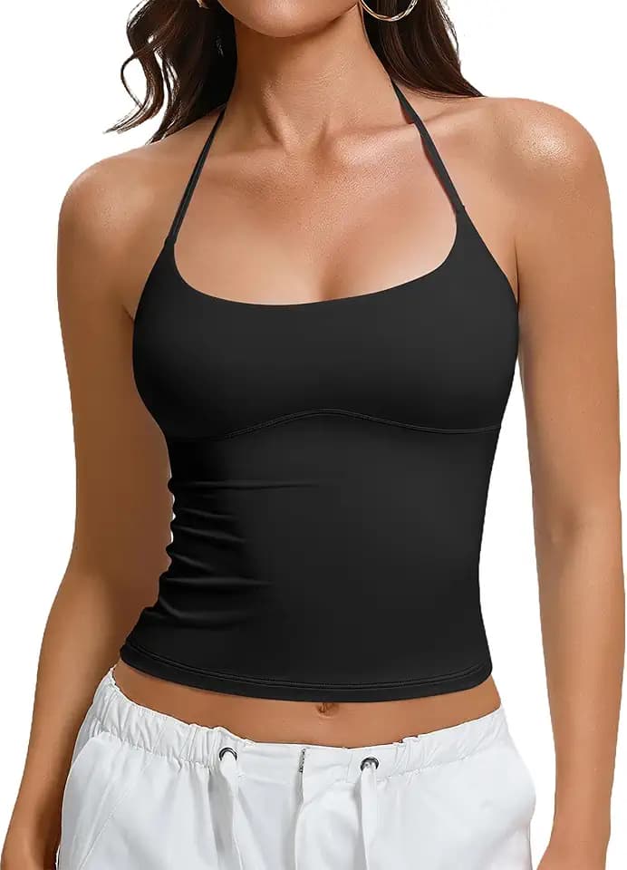 Avidlove Halter Tops for Women Backless Double Lined Tank Top Going Out Y2k Trendy Camisole Crop Tops