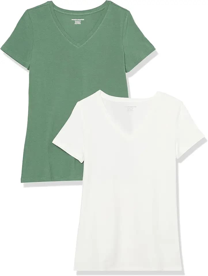 Amazon Essentials Women's Regular-Fit Short-Sleeve V-Neck T-Shirt