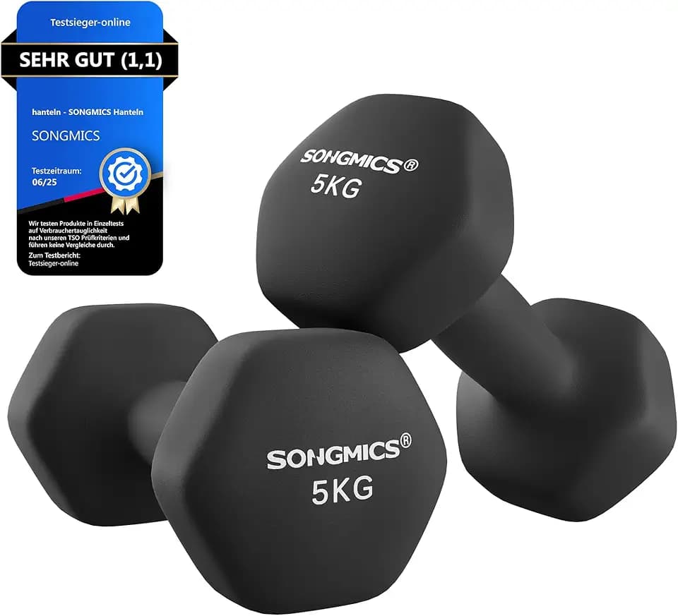 SONGMICS Kurzhanteln 2er Set Hanteln Hexagon Neopren Beschichtung Krafttraining Workout Fitness Training Zuhause