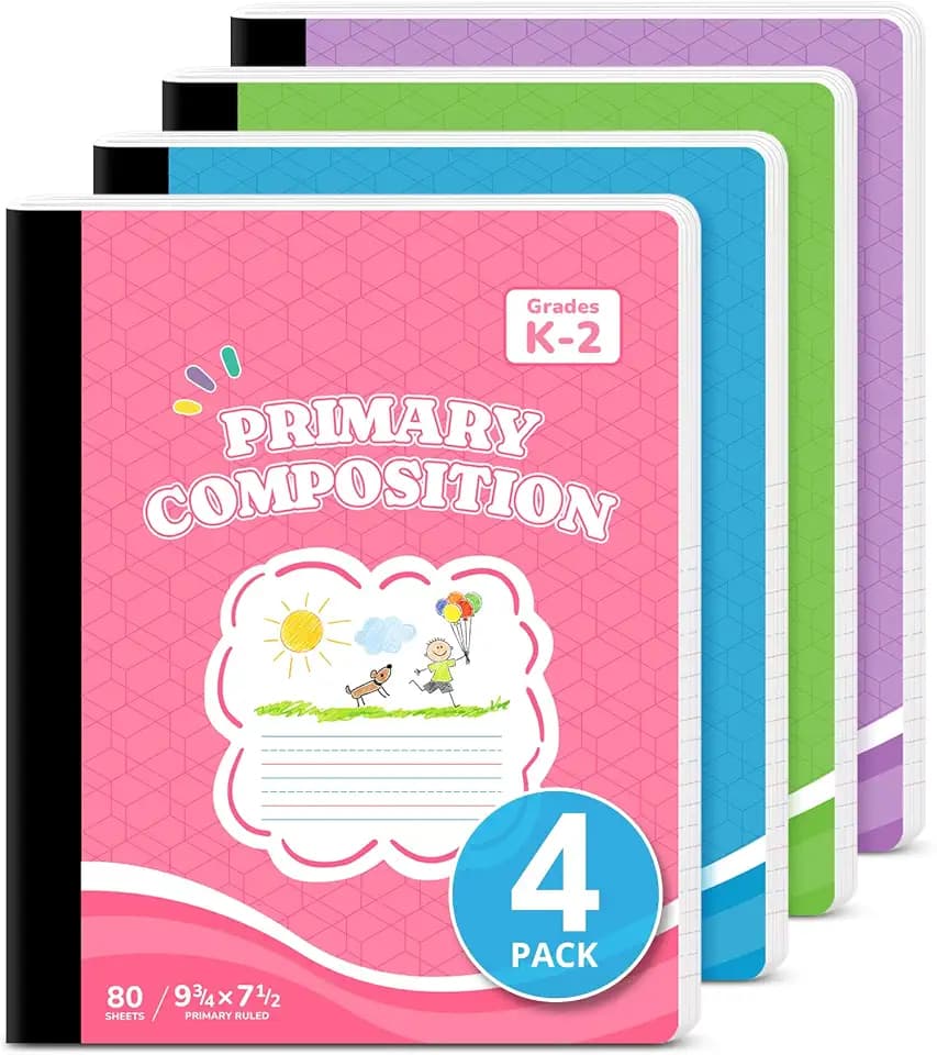 Taja Primary Ruled Composition Notebook K-2, Cute Composition Notebook