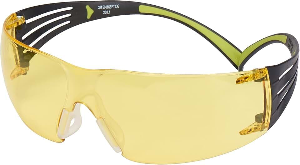 3M SF403AF Schutzbrille SecureFit, Gelb, Rahmen Schwarz/Grün