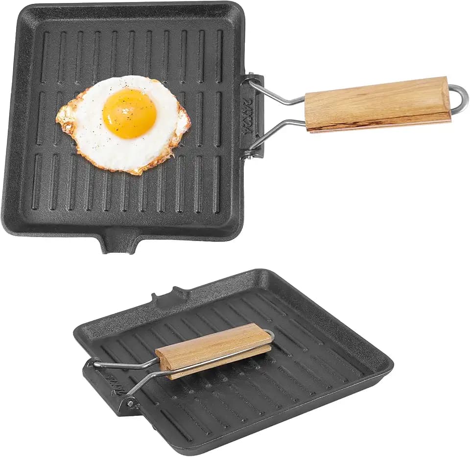 Houkiper Grillpfanne Gusseisen 24x24 cm, Rechteckig für Induktion