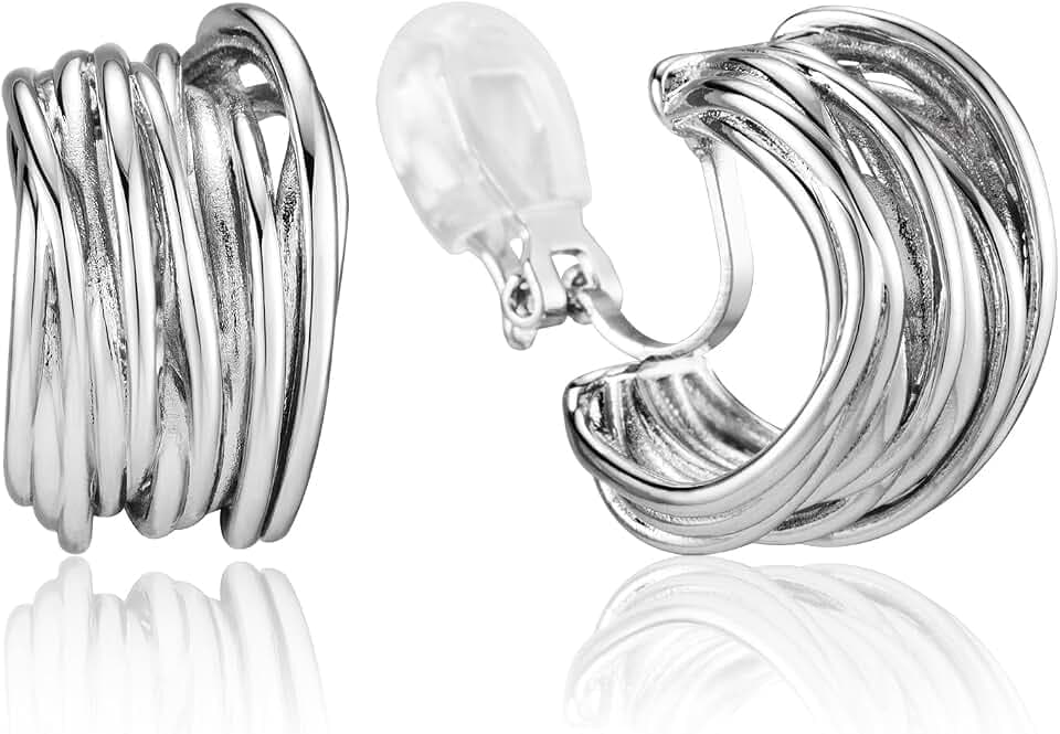 Chunky Clip On Earrings for Women Earrings Non-piercing Hoop Earrings