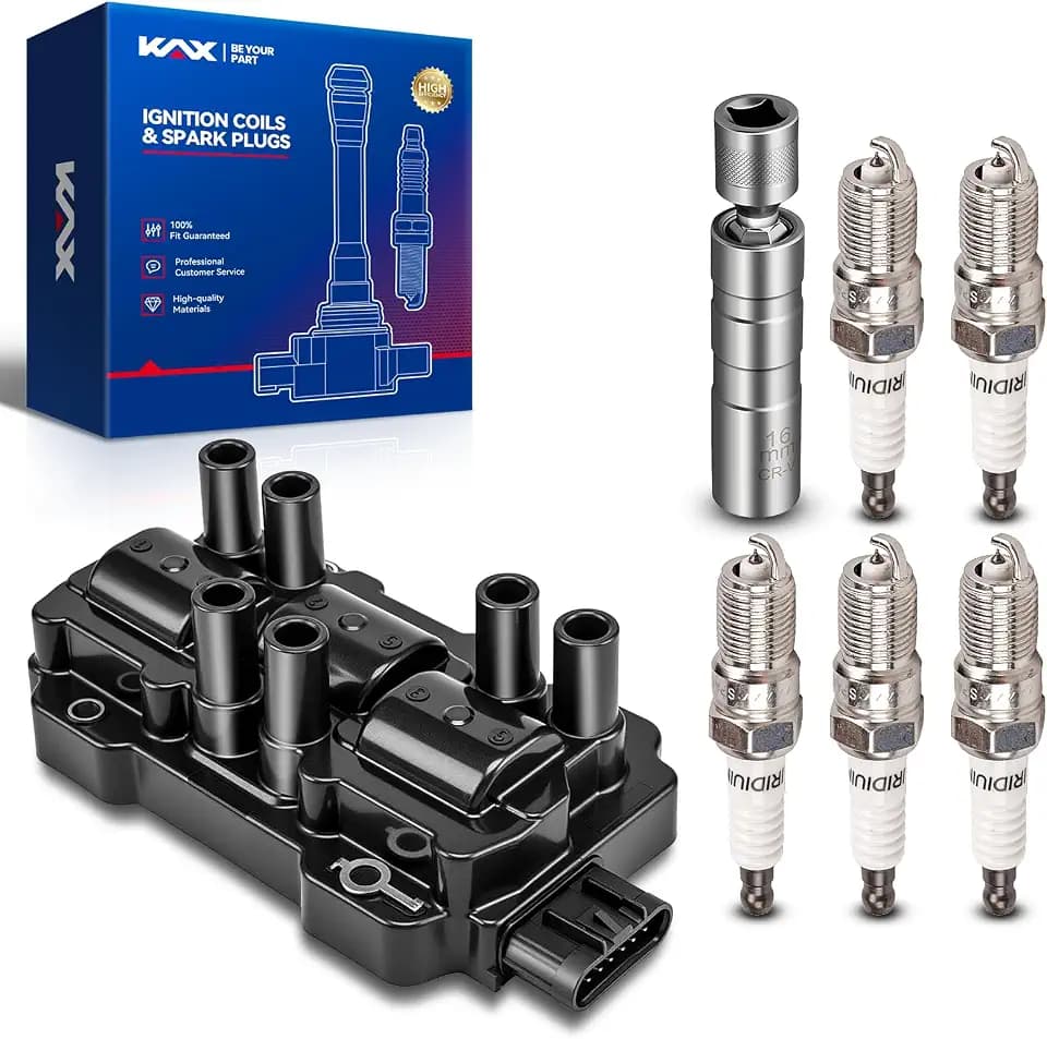 KAX Ignition Coil & 5 Spark Plugs Set for Impala, Equinox, Malibu