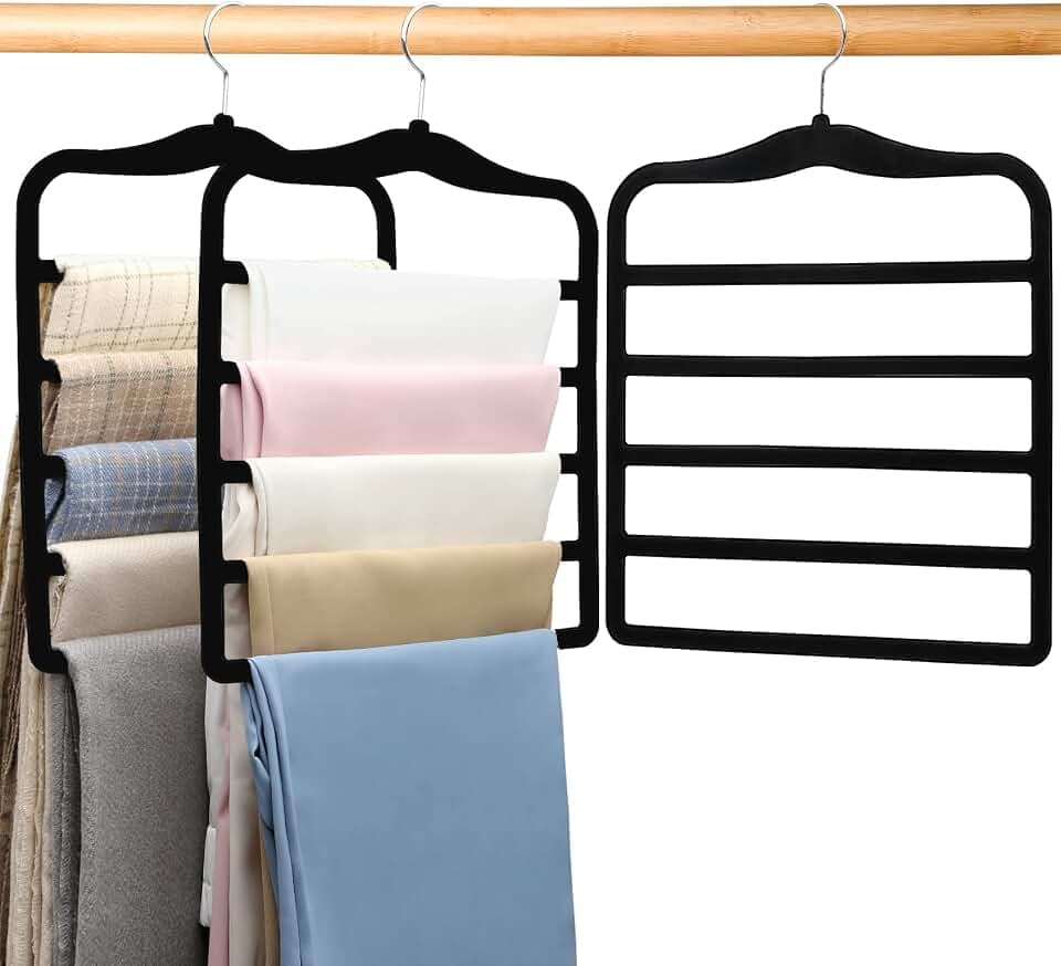 Closet Organizers and Storage, 3 Pack Pants Hangers Space Saving