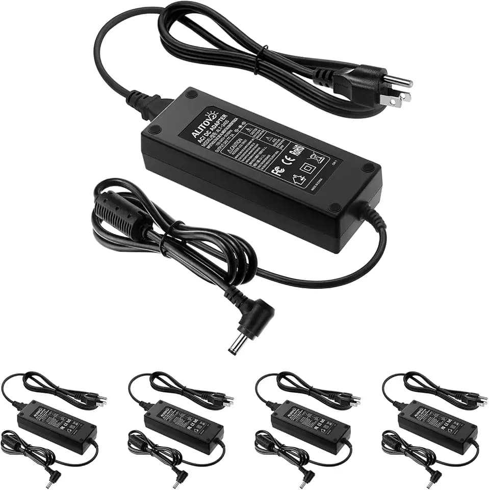 ALITOVE 24V Power Supply Adapter 100-240V AC to DC 24 Volt 5A 120W Converter 24 Vdc 5amp 4.5A 4A LED Driver Transformer 5.5x2.5mm Plug for LED Strip Light DC Pump Fan Monitor Massage Chair, 5-Pack