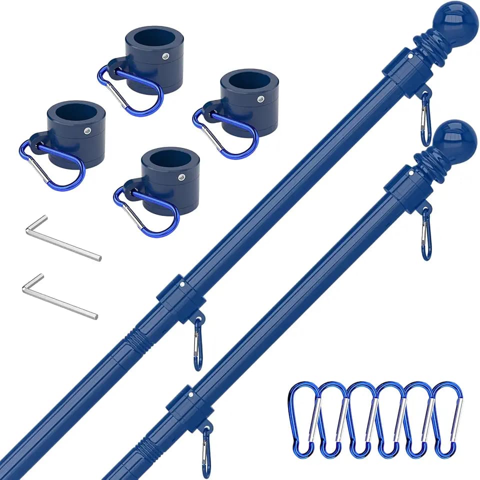 6FT Thickened Heavy Duty Flag Pole for Outside House (2 Pack, Blue)