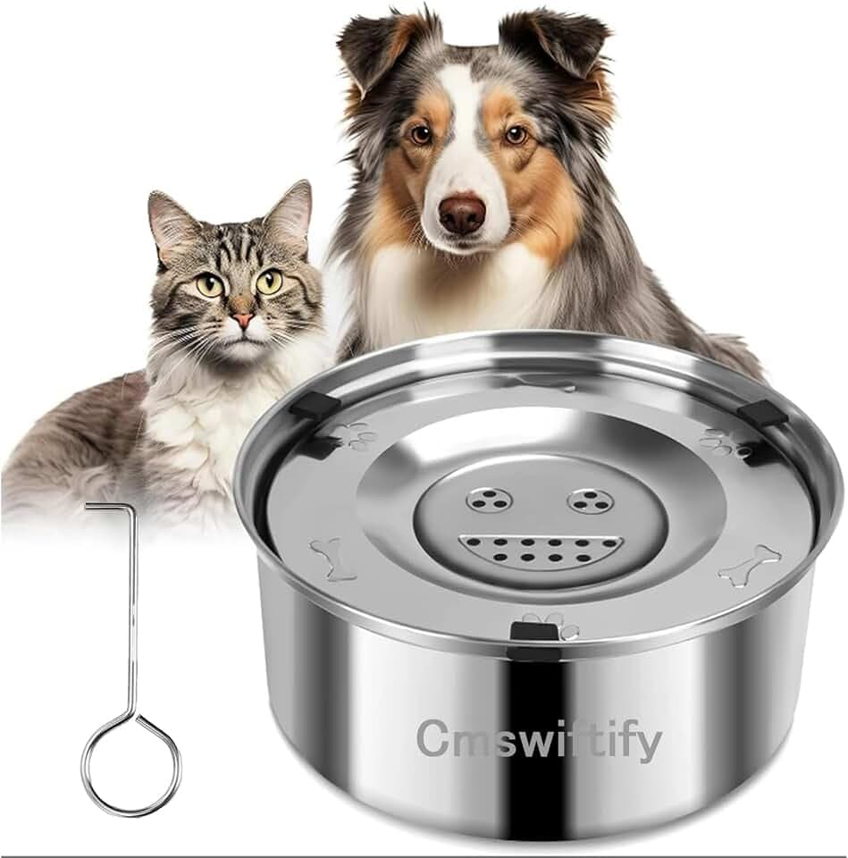3L Wassernapf Hund Ohne Sabbern Edelstahl, Silber