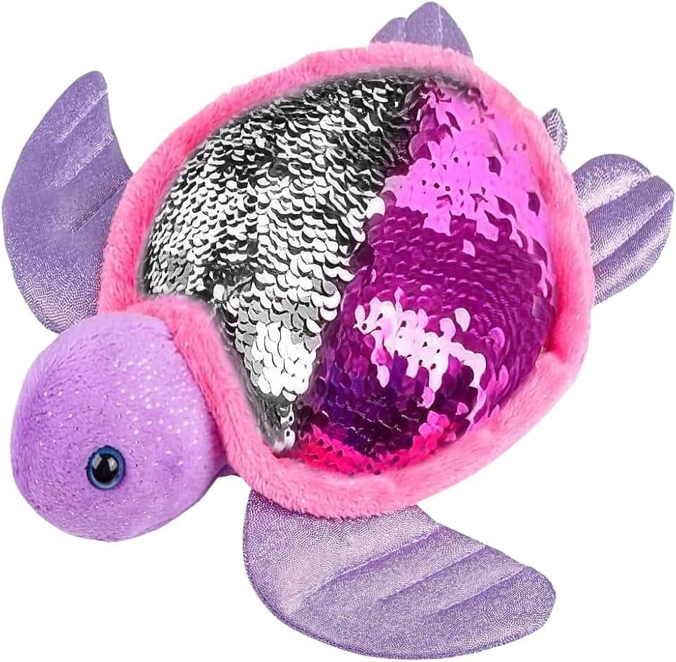 ArtCreativity Flip Sequin Sea Turtle Plush, Sensory Fidget Toy, 10.5 Inch