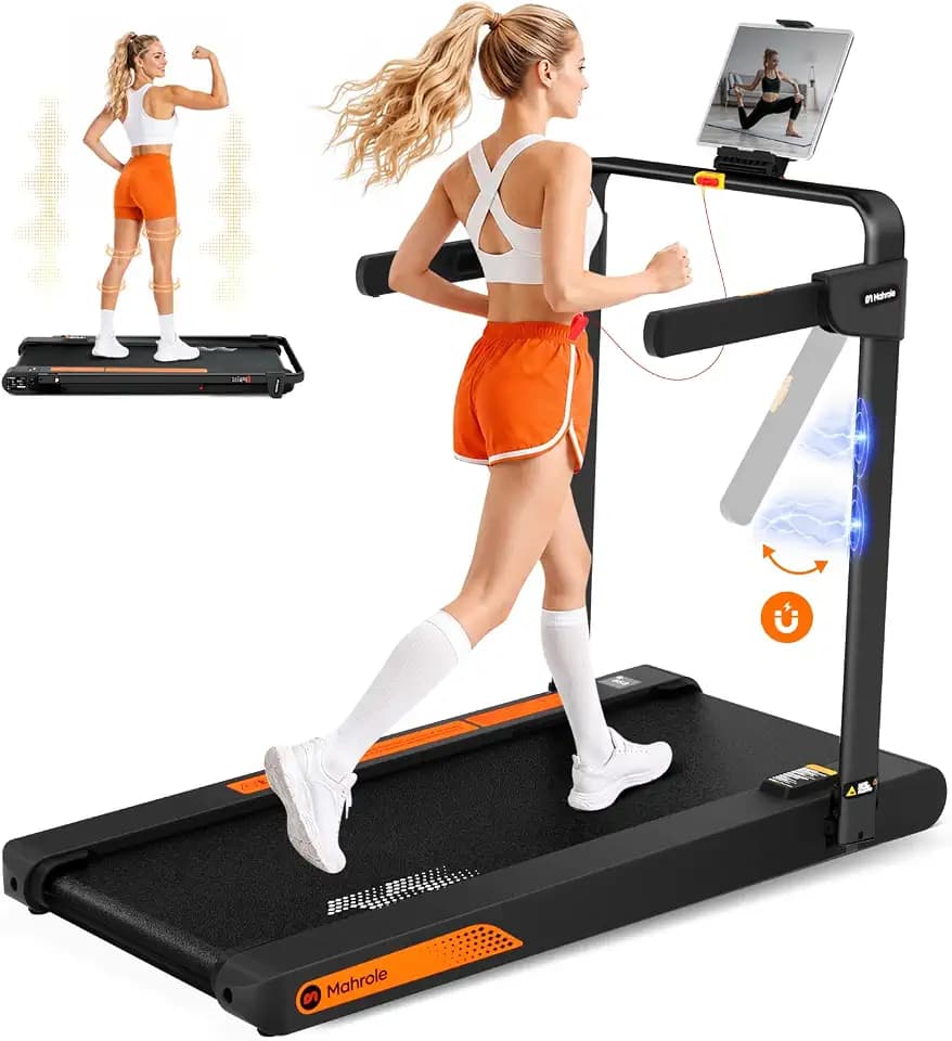 Walking Pad with Vibration Plate and Handle Bar,Foldable Treadmill