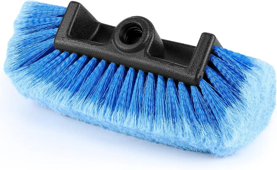 10" Car Wash Brush Head with Soft Bristles - Gentle on Paint, Compatible with Poles, Perfect for Cars, Trucks, RVs, Boats, Decks, and More (Blue)