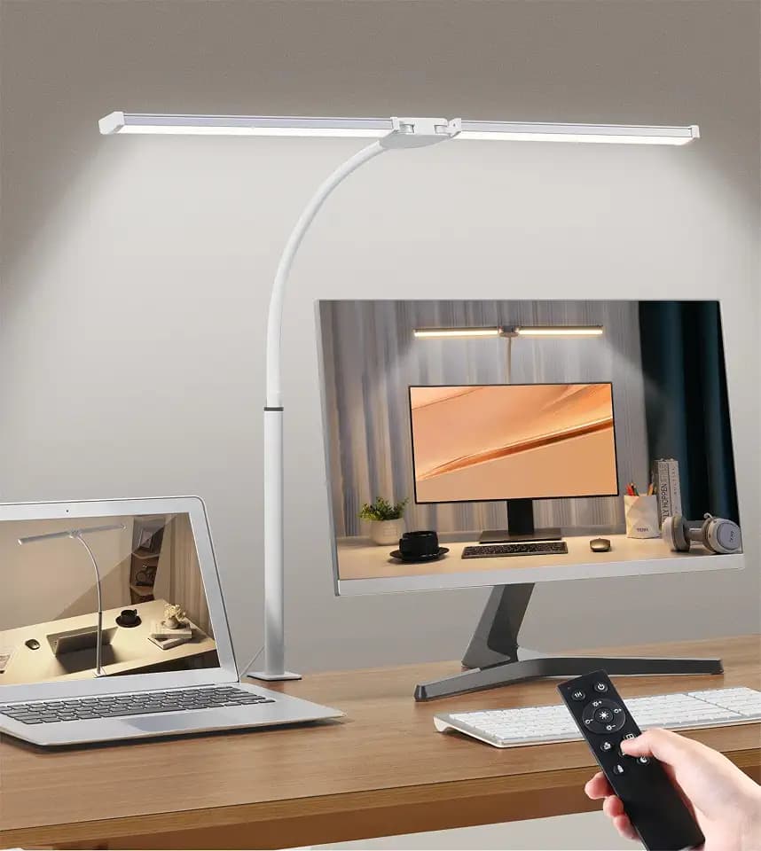LED Schreibtischlampe Klemmbar mit Fernbedienung, Dimmbar, Weiß