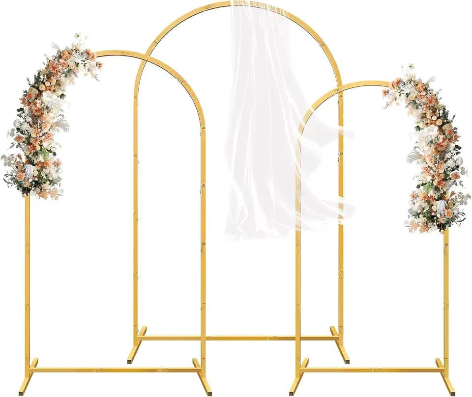 Arch Backdrop Stand Set of 3, Gold Metal Arched Frame (7.2FT, 6.6FT, 6FT) for Wedding Birthday Party Baby Shower Photo Booth Background Decor