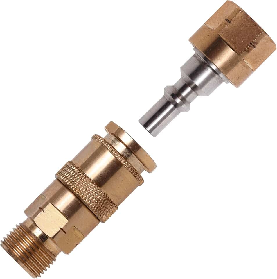 Rothenberger Industrial Gas Schnellkupplung mit Überwurfmutter im Set mit D4 Kupplungsstift mit Außengewinde für Brenngas G3/8 LH,Sauerstoff 1/4 RH, Inertgas G 1/4' RH, Ausführung,Brenngas G 3/8'' LH