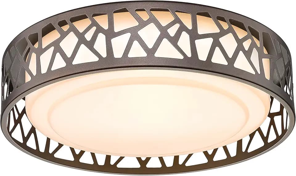Flush Mount Ceiling Light, 12 inch 20W LED Dimmable Lighting Fixture, 3000K Warm White, Oil Rubbed Bronze Fihished, ETL Listed for Kitchen, Hallway, Bedrooms (Metal Body and Acrylic Shade)