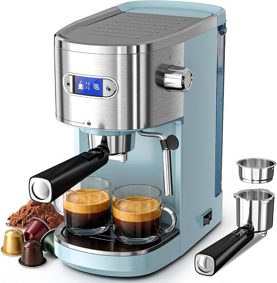 COWSAR Espresso Machine,Expresso Coffee Machines,Espresso Maker with Milk Frother Steam Wand & 40oz Removable Water Tank，Stainless Steel Compact Cappuccino & Latte Machine