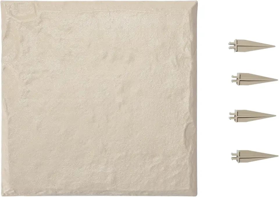 VEVOR Trittsteine Garten, 8 Stk., 395x395 mm, dekorative Gehwegplatte mit Pfählen, Kunststoff-Wegepflaster, Steinplatte aus Kunststoffharz PC, Steinoptik für Rasen, Terrassenlandschaft, Beige