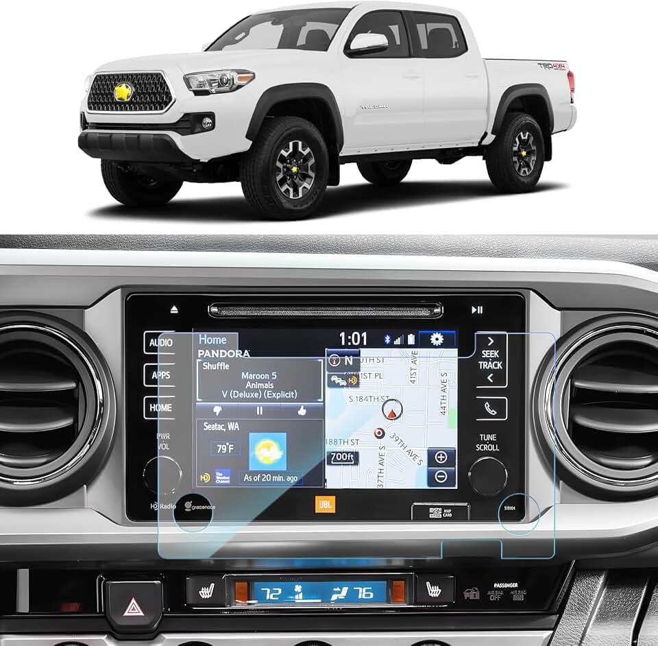 SKTU Screen Protector for 2016-2019 Toyota Tacoma Entune 7 Inch GPS Display Toyota Tacoma 2018 2019 Accessories Tempered Glass Anti Scratch HD Clear