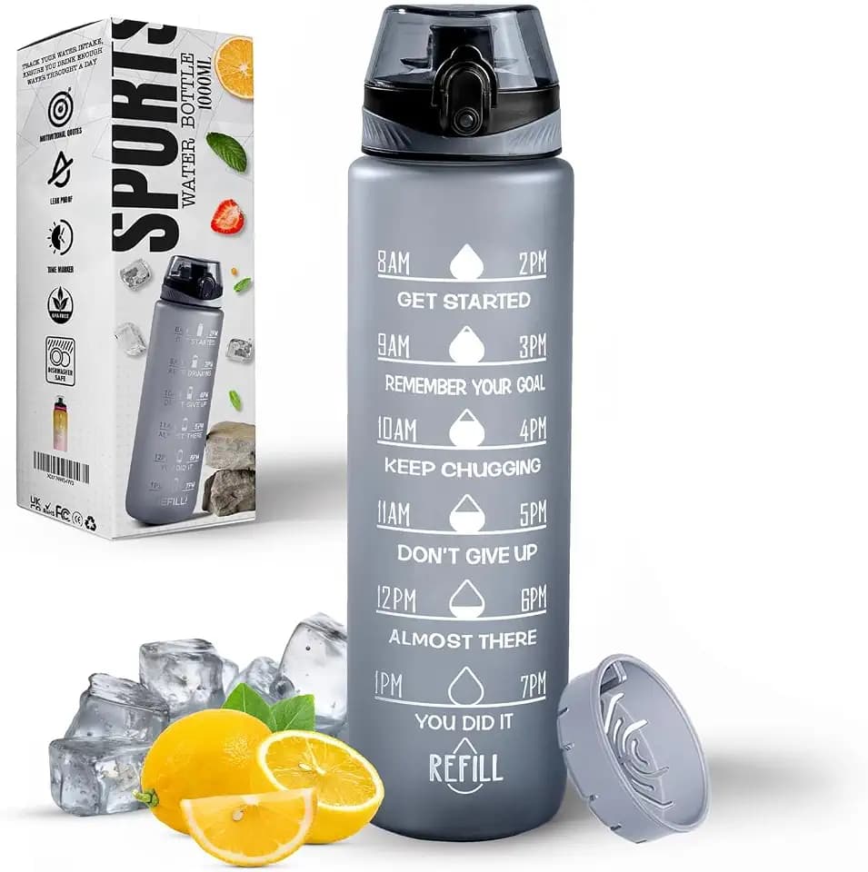 Roe Tenpo Trinkflasche 1L, Tritan Sport wasserflasche mit Spülmaschinenfest, BPA-frei, auslaufsicher, gut zum Laufen, Radfahren, Fitnessstudio, Yoga, Camping und Outdoor